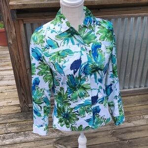 Coldwater Creek Snap-up Water‎ Color Print Jacket